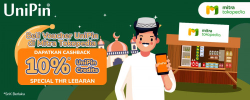Beli Voucher UniPin di Warung Mitra Tokopedia, Dapatkan THR Lebaran dari UniPin: Cashback 10% UniPin Credits